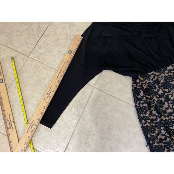 Coldwater Creek Blouson/Lace Cocktail party midi Dress women’s 12 Black L.S. - Picture 9 of 12